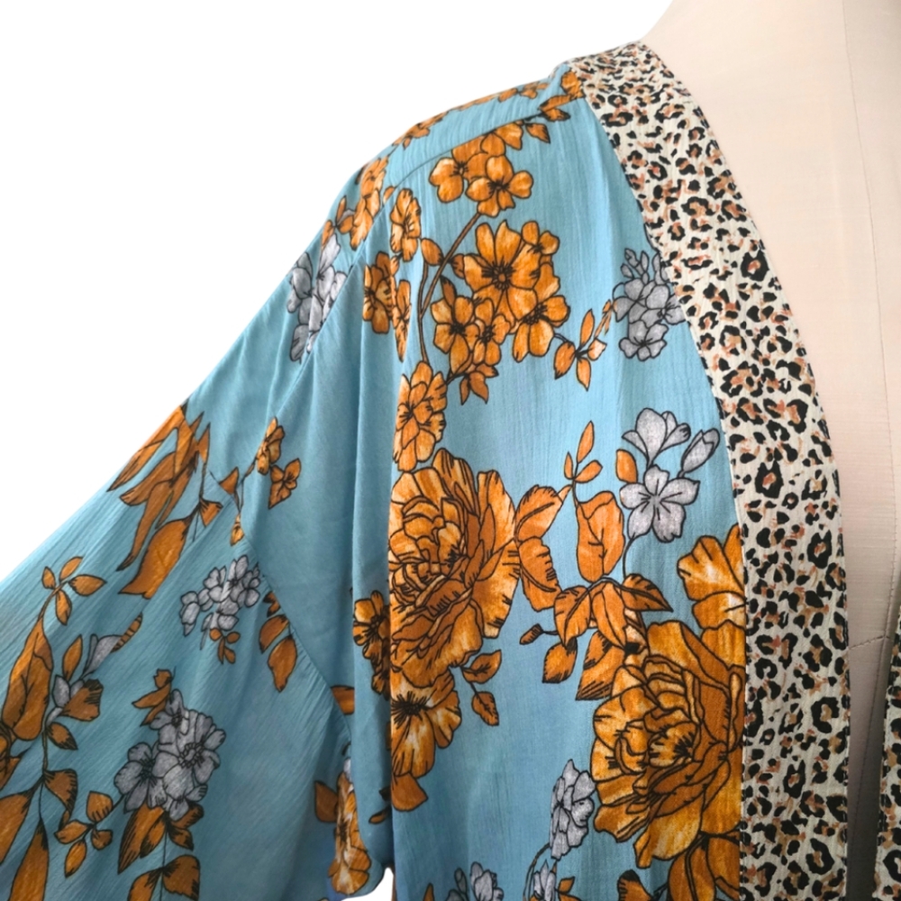 ANTHROPOLOGIE Andersen & Lauth Zoe Leopard-Trimmed Kimono One Size - Picture 6 of 9